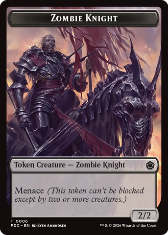 Zombie // Zombie Knight Double-Sided Token [Foundations Commander Tokens]